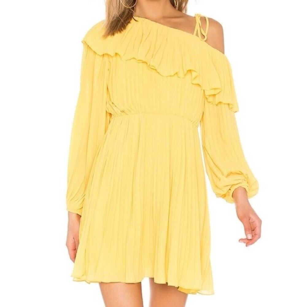 New Endless Rose One Shoulder Cocktail Dress Yellow Size XS Coquette Flirty